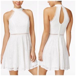 City Studio White Crochet Halter Dress Junior 5 13